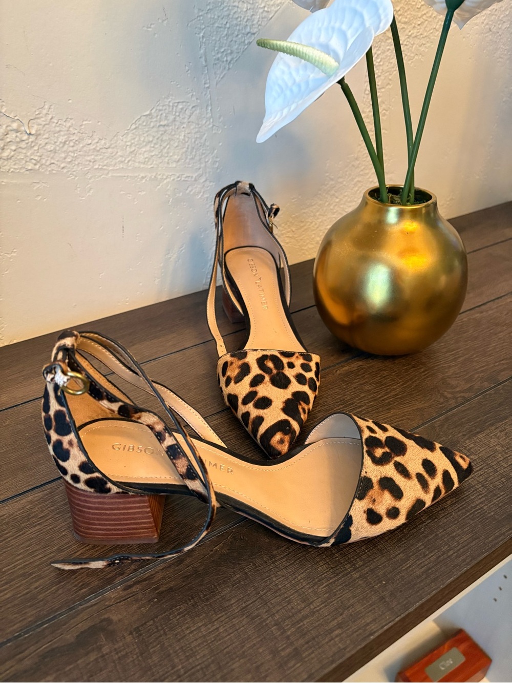 Gibson Latimer Leopard Print D'Orsay Block Heel Pumps - Tan/Black